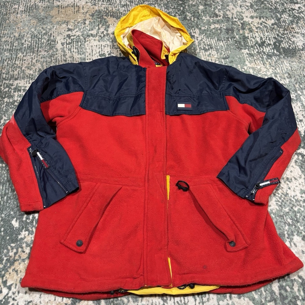 vintage 1990s Tommy Hilfiger fleece-lined colorblock jacket Medium